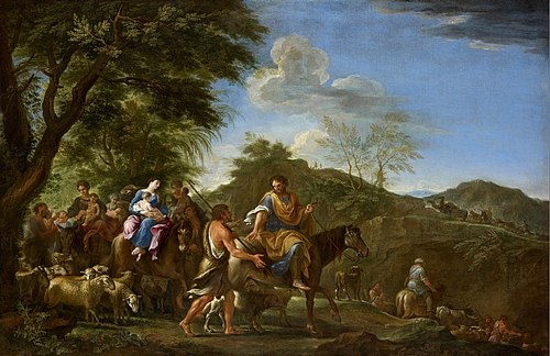 Jacob Fleeing from Laban, 1686, Filippo Lauri