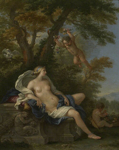 Venus and Cupid in a Landscape, 1667, Filippo Lauri