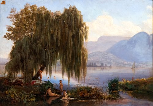 Baigneuse dans le lac d'Annecy, 1868, Firmin Salabert