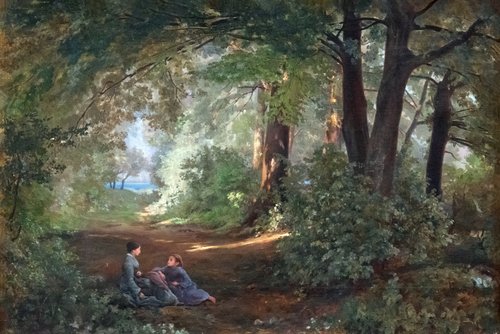 Conversation dans une allée près du lac, 1862, Firmin Salabert