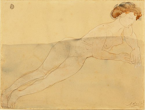 Estudio de desnudo, Mujer desnuda recostada (Femme nue allongée), , Auguste Rodin