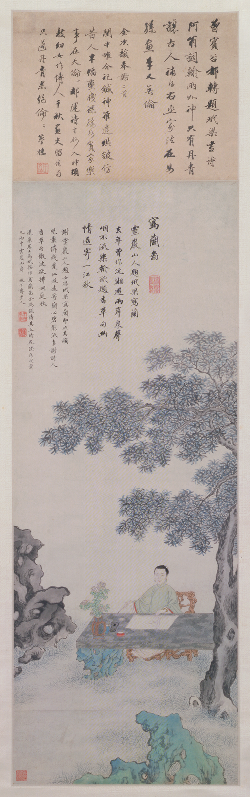 任熊画王玉燕写兰图像潘恭寿补图轴, , Ren Xiong
