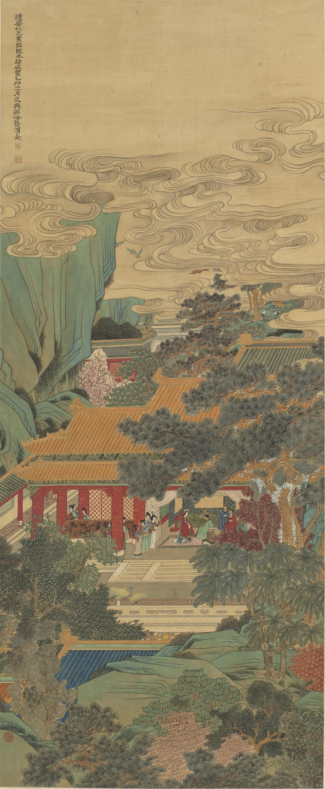 清 任熊 临院本山水轴, 1855, Ren Xiong