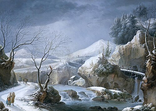Paysage de neige avec torrent et cascade, 1786, Francesco Foschi