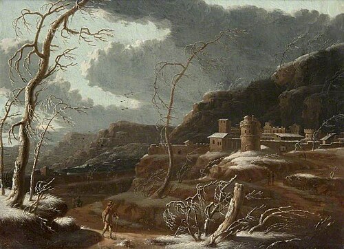 A Winter Landscape with Fortified Buildings, 1775, Francesco Foschi