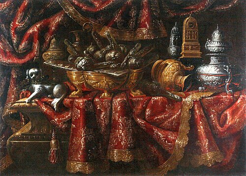 Still life with a dog., 1650, Francesco Noletti
