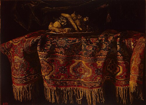 Still Life with an Oriental Carpet, 1650, Francesco Noletti