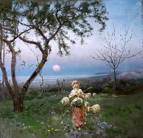 Paesaggio abruzzese o Ritorno all'ovile, 1910, Francesco Paolo Michetti