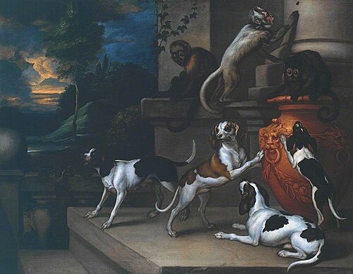Monkeys and Dogs Playing, 1661, Francis Barlow