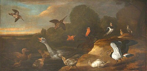 A Goose with Goslings, Curlews, and other Marsh and Moorland Birds, 1673, Francis Barlow
