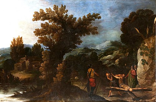 Paisaje con la crucifixión de San Pedro, 1601, Francisco Collantes