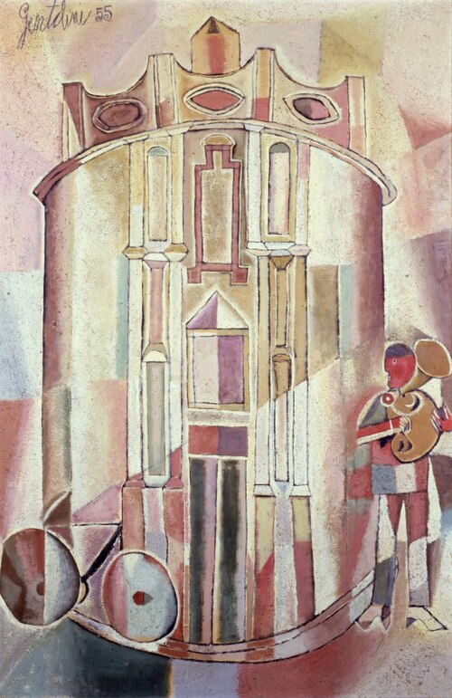 Cathedral with trumpet player, 1955, Franco Gentilini