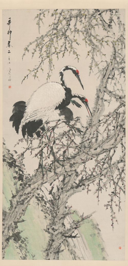 虚谷梅鹤图轴, , Gu Xu