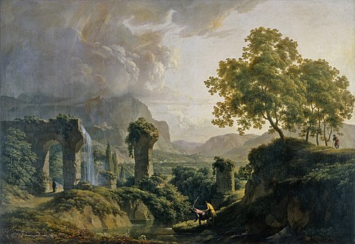 Ideal landscape with a young man killing a snake, 1810, Franz Caucig