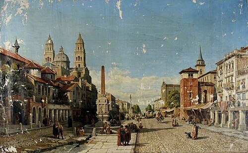 Place de la Constitution à Jaen, Espagne, 1880, François-Antoine Bossuet