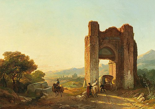 A Romantic Landscape with Mauritanian Ruins and Figures, 1844, François-Antoine Bossuet