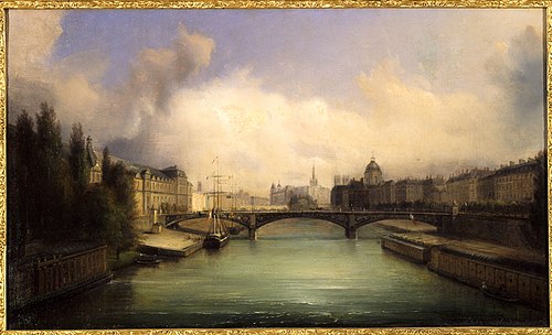 La Seine et l'Ile de la Cité, vues du pont Royal, 1855, François-Edmée Ricois
