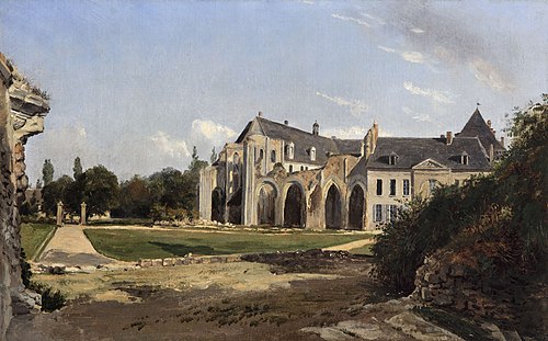 Paysage avec une abbaye en ruines, probablement les Vaux-de-Cernay, , François Antoine Léon Fleury