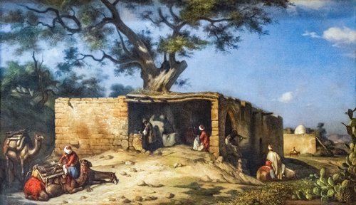 Vue d'un petit Khan, près de Beyrouth, 1863, Pierre-François Lehoux