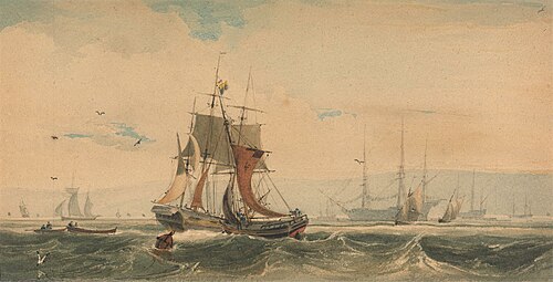 Shipping on the Medway, Kent, , François Louis Thomas Francia