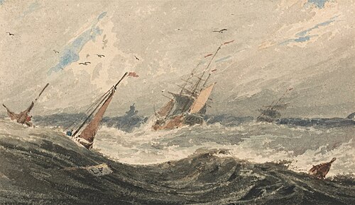 Boats on a Stormy Sea, , François Louis Thomas Francia