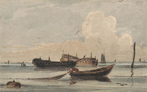 Boats on a Calm Sea, , François Louis Thomas Francia