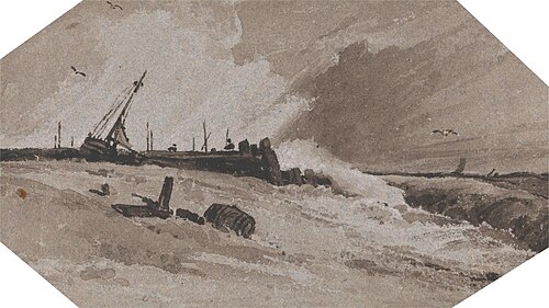 Jetty in a Storm, , François Louis Thomas Francia