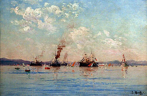 Escadre en rade de Toulon, effet brumeux, 1895, François Nardi