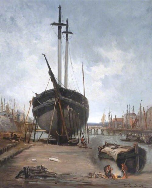 A Shipbuilding Yard, , François Germain Leopold Tabar