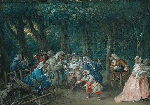 An Assemblage of Monkeys in a Park Dressed as Humans, , François Watteau