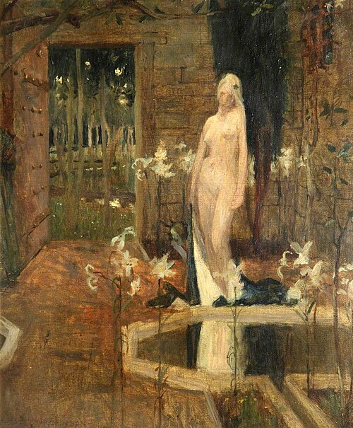 Female Nude in a Garden, , Frederic Cayley Robinson