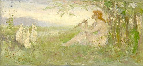 Fille avec lapins, 1886, Frederick Stuart Church