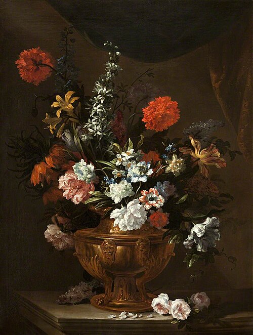 Flowers in a Sculptured Vase, 1684, Jean-Baptiste Monnoyer