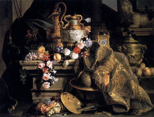 Nature morte : Fleurs, fruits et objets d'art, 1665, Jean-Baptiste Monnoyer