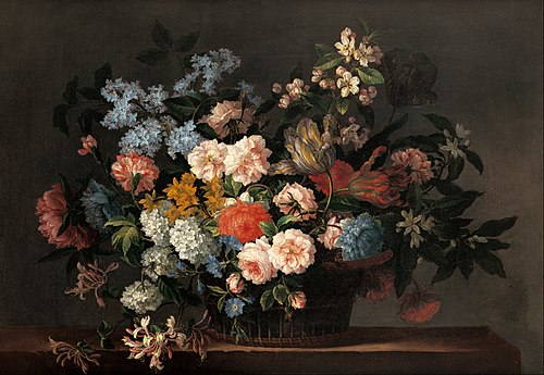 Still life with basket of flowers, 1690, Jean-Baptiste Monnoyer