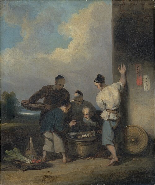 Coolies Round the Food Vendor's Stall, 1825, George Chinnery