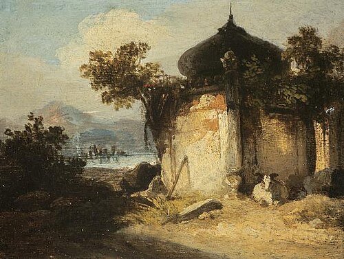 Bengal landscape with a Hindu Shrine or Tomb, 1820, George Chinnery