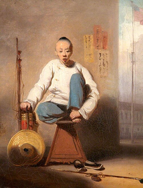 A Chinese Barber outside the American Factory in Canton (Guangzhou, China), 1826, George Chinnery