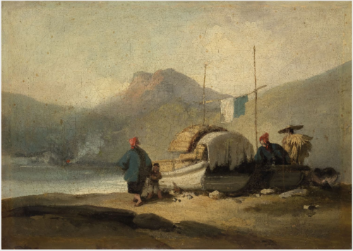 Chinese Scene, Boats by Lake, , George Chinnery