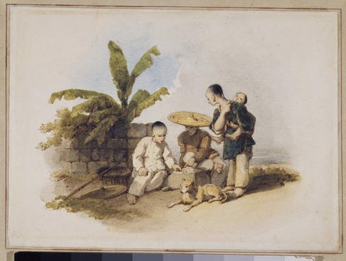 Chinese Scene with figures playing a game, 1835, George Chinnery