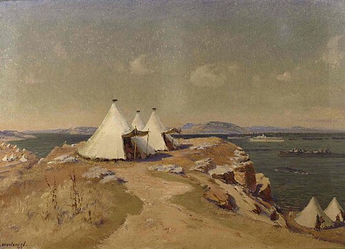 La flotte au mouillage aux Dardanelles, 1917, Frédéric Montenard