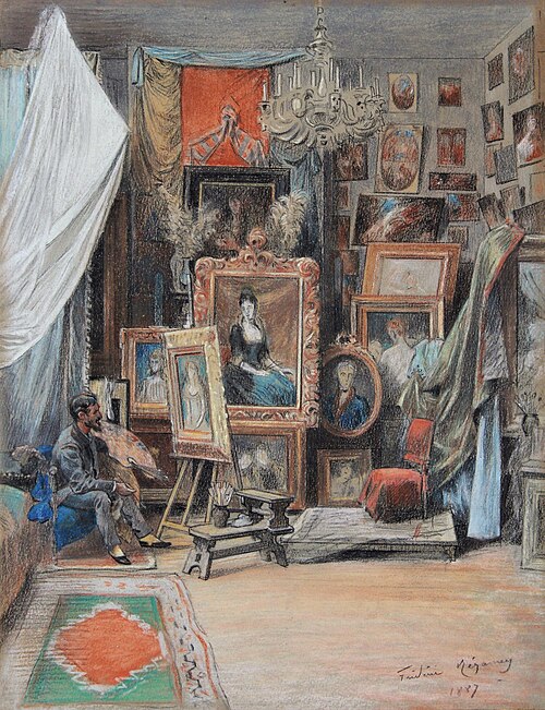 L’Atelier du peintre Jules Machard en 1887, 1887, Frédéric Régamey