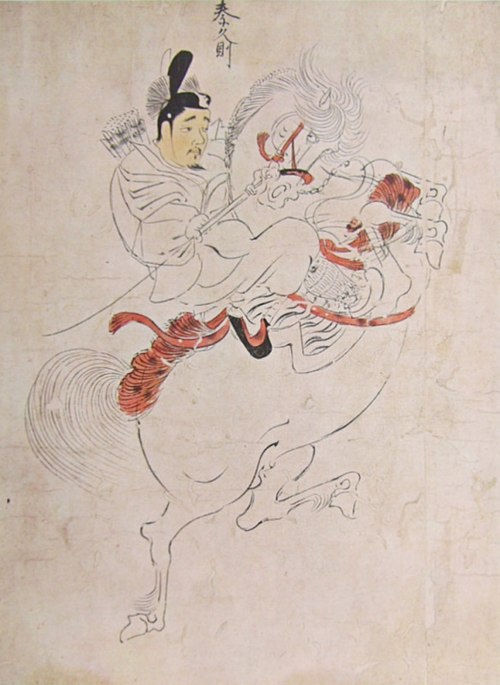 Rouleau enluminé des gardes impériaux, 1300, Fujiwara no Nobuzane