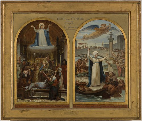 Esquisse pour l'église de La Trinité : Les Malheureux et les pauvres implorent sainte Geneviève inte, 1873, Félix-Joseph Barrias