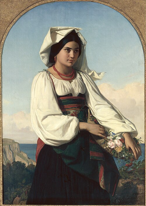 Young girl carrying flowers (festa dell'inflorenta), 1846, Félix-Joseph Barrias