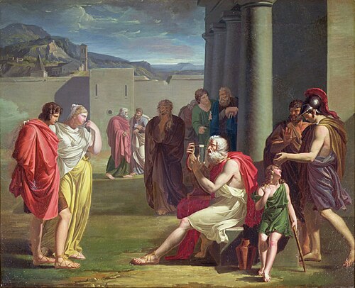 Homere chantant s'accompagnant d'une lyre, 1850, Félix Boisselier