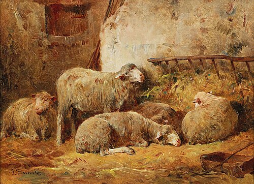 Small Stable Scene with Sheep, 1892, Félix Brissot de Warville