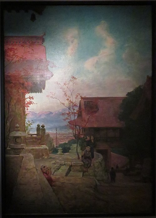 Entrée du temple Kiyomizu à Kyoto, 1877, Félix Régamey