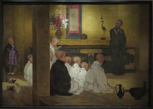 Tonsure des séminaristes dans le temple de Honganji à Kyoto, 1877, Félix Régamey