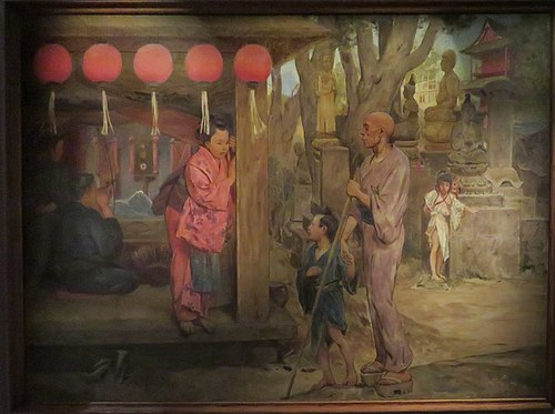 Boutique de tir à l'arc dans les jardins sacrés du temple d'Asakusa à Tokyo, 1877, Félix Régamey